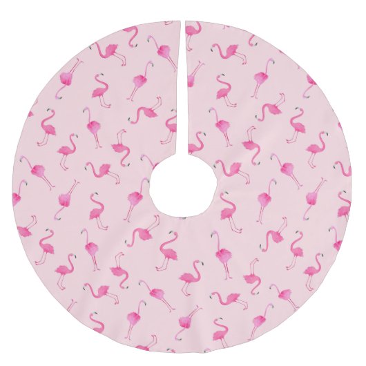 Pink Flamingo Polyester Weihnachtsbaumdecke (Vorderseite)