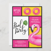 Pink Flamingo Pool Party Girl Birthday Einladung (Vorderseite)