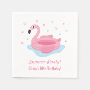 Pink Flamingo Pool Schwimmbad Sommerangebot Party Serviette