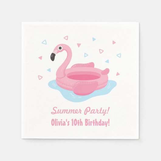 Pink Flamingo Pool Schwimmbad Sommerangebot Party Serviette (Vorderseite)