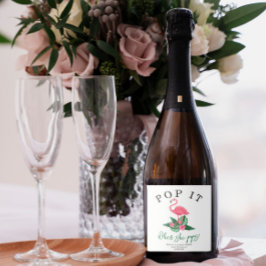 Pink Flamingo - Pop! Wenn sie Pop! Schaumweinetikett