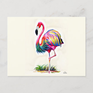 Pink Flamingo Postcard Postkarte