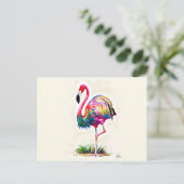 Pink Flamingo Postcard Postkarte (Stehend Vorderseite)