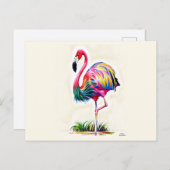 Pink Flamingo Postcard Postkarte (Vorne/Hinten)