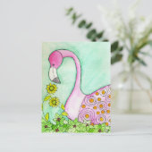 Pink Flamingo Postkarte (Stehend Vorderseite)