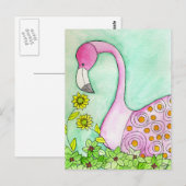Pink Flamingo Postkarte (Vorne/Hinten)