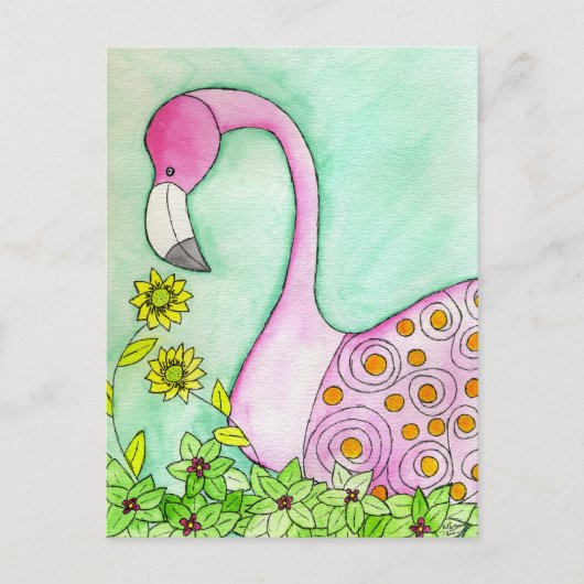 Pink Flamingo Postkarte (Vorderseite)