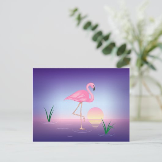 Pink Flamingo Postkarte (Stehend Vorderseite)
