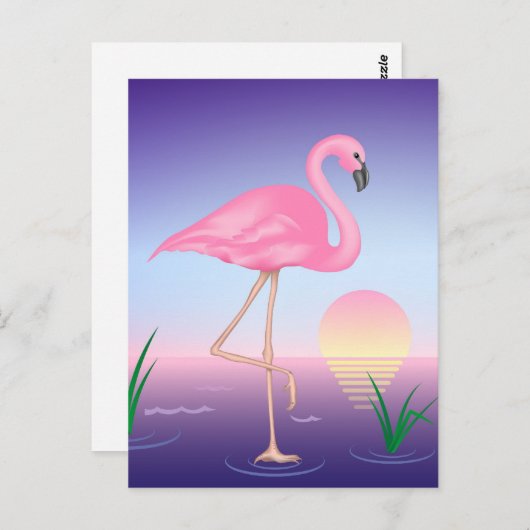 Pink Flamingo Postkarte (Vorne/Hinten)