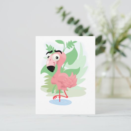 Pink Flamingo Postkarte (Stehend Vorderseite)