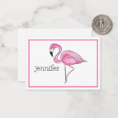 Pink Flamingo Preppy Border Personalisiert Mitteilungskarte (Vorderseite/Rückseite Beispiel)