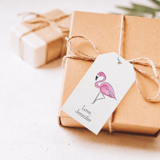 Pink Flamingo Preppy Personalisiert Geschenkanhänger