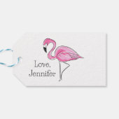 Pink Flamingo Preppy Personalisiert Geschenkanhänger (Rückseite Horizontal)