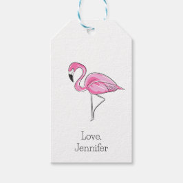 Pink Flamingo Preppy Personalisiert Geschenkanhänger