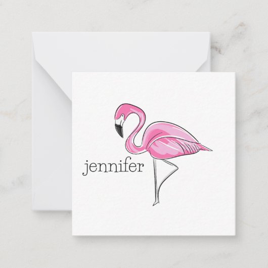Pink Flamingo Preppy Personalisiert Mitteilungskarte (Vorderseite)