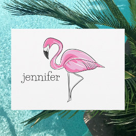 Pink Flamingo Preppy Personalisiert Mitteilungskarte