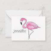 Pink Flamingo Preppy Personalisiert Mitteilungskarte (Rückseite)