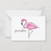 Pink Flamingo Preppy Personalisiert Mitteilungskarte (Vorderseite)