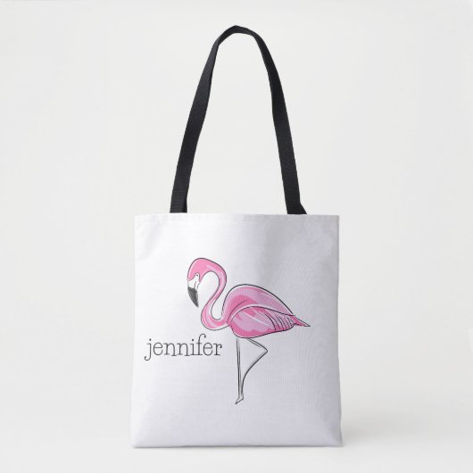 Pink Flamingo Preppy Personalisiert Tasche (Vorderseite)