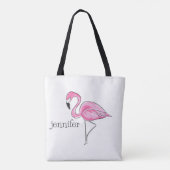 Pink Flamingo Preppy Personalisiert Tasche (Rückseite)