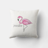 Pink Flamingo Preppy Personalisiert Throw Kissen (Rückseite)
