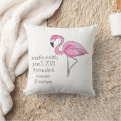 Pink Flamingo Preppy Personalisierte Geburtsstunde Kissen (Decke)