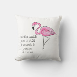 Pink Flamingo Preppy Personalisierte Geburtsstunde Kissen