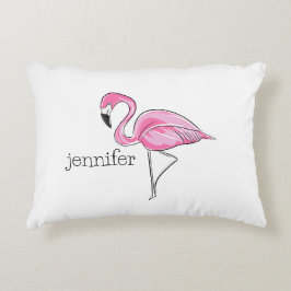 Pink Flamingo Preppy Tropical Personalisiert Dekokissen
