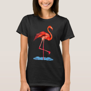Pink Flamingo Profil Minimal Geometrie Polygonal T-Shirt