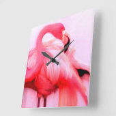 Pink Flamingo Quadratische Wanduhr (Winkel)