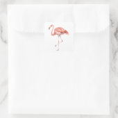 Pink Flamingo Quadratischer Aufkleber (Tasche)