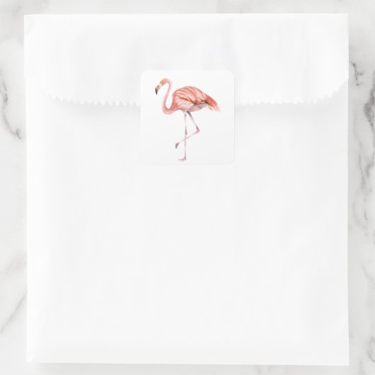 Pink Flamingo Quadratischer Aufkleber (Tasche)