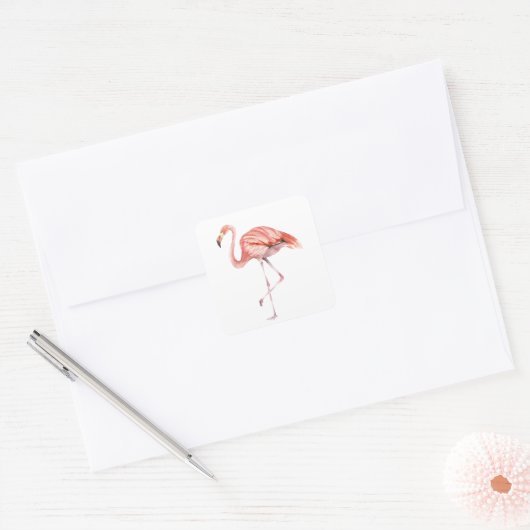 Pink Flamingo Quadratischer Aufkleber (Umschlag)