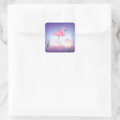 Pink Flamingo Quadratischer Aufkleber (Tasche)