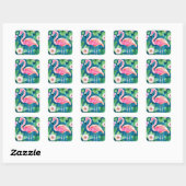 Pink Flamingo Quadratischer Aufkleber (Blatt)