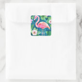 Pink Flamingo Quadratischer Aufkleber (Tasche)