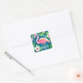 Pink Flamingo Quadratischer Aufkleber (Umschlag)