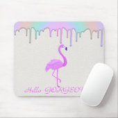 Pink Flamingo, Regenbogen-Tropfen - Hallo herrlich Mousepad (Mit Mouse)