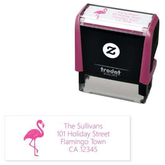 Pink Flamingo Return Address Permastempel (Beispiel)
