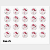 PINK FLAMINGO ROUND INDIVIDUELLE NAME STICKER (Blatt)