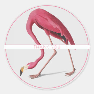 PINK FLAMINGO ROUND INDIVIDUELLE NAME STICKER