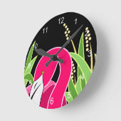 Pink Flamingo Runde Wanduhr (Winkel)