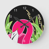 Pink Flamingo Runde Wanduhr (Vorderseite)