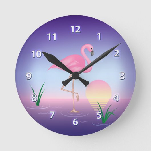 Pink Flamingo Runde Wanduhr (Vorderseite)