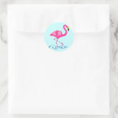 Pink Flamingo Runder Aufkleber (Tasche)