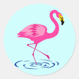 Pink Flamingo Runder Aufkleber