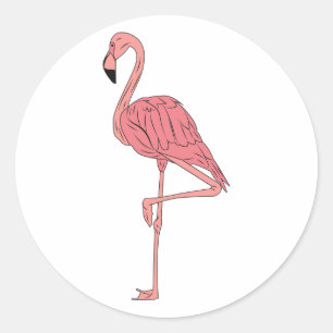 Pink Flamingo Runder Aufkleber