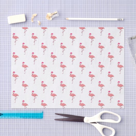 Pink Flamingo Santa Claus Pattern Seidenpapier (Handwerk)