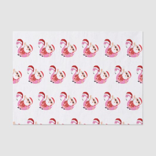 Pink Flamingo Santa Claus Weihnachten Urlaub Seidenpapier (Vorderseite)