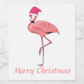 Pink Flamingo Santa Merry Weihnachten Weinetikett (Einzelnes Label)